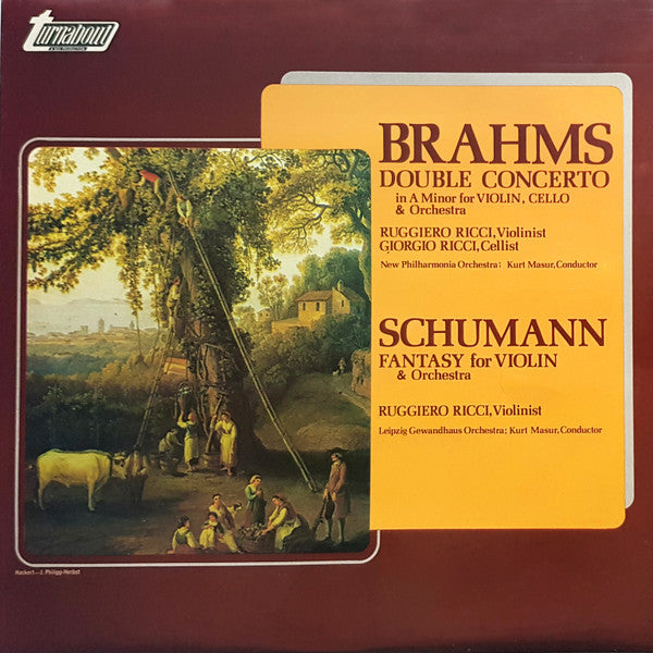 Johannes Brahms / Robert Schumann, Ruggiero Ricci, Giorgio Ricci (2), Kurt Masur, New Philharmonia Orchestra, Gewandhausorchester Leipzig - Double Concerto In A Minor For Violin, Cello & Orchestra/ Fantasy For Violin & Orchestra
