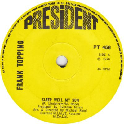 Frank Topping / Michael Reed Orchestra - Sleep Well My Son / Theme From Sleep Well My Son
