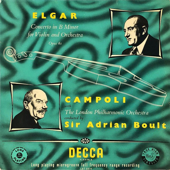Sir Edward Elgar / Alfredo Campoli With London Philharmonic Orchestra Conducted By Sir Adrian Boult - Concerto In B Minor For Violin And Orchestra, Op. 61 - laurelcanyonvinyl