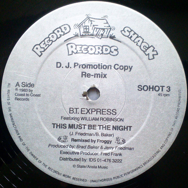 B.T. Express Featuring William Robinson - This Must Be The Night (Re-mix)