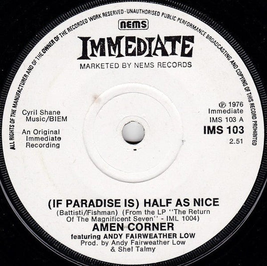 Amen Corner Featuring Andy Fairweather-Low - (If Paradise Is) Half As Nice - laurelcanyonvinyl