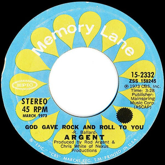 Argent - God Gave Rock And Roll To You / Hold Your Head Up - laurelcanyonvinyl