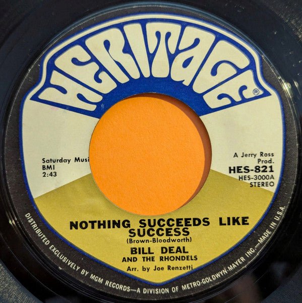 Bill Deal & the Rondells - Nothing Succeeds Like Success - laurelcanyonvinyl