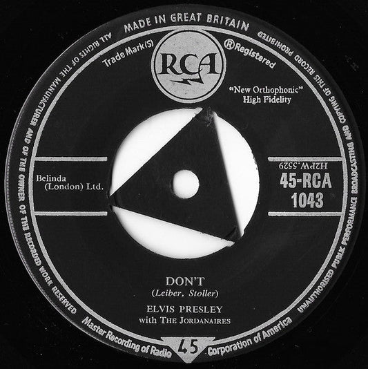 Elvis Presley With The Jordanaires - Don't - laurelcanyonvinyl