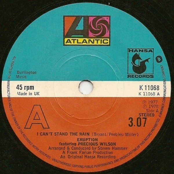 Eruption (4) Featuring Precious Wilson - I Can't Stand The Rain - laurelcanyonvinyl