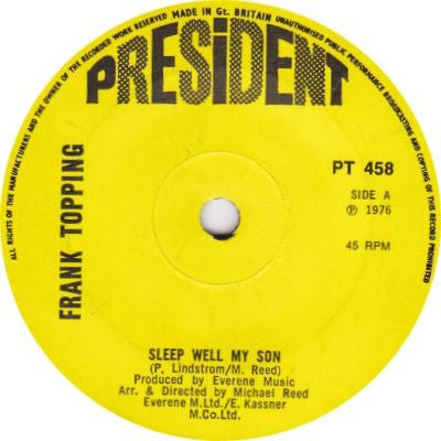 Frank Topping / Michael Reed Orchestra - Sleep Well My Son / Theme From Sleep Well My Son - laurelcanyonvinyl