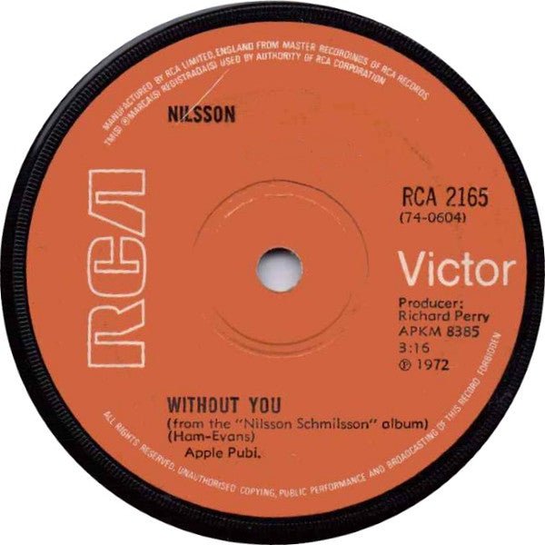 Harry Nilsson - Without You - laurelcanyonvinyl
