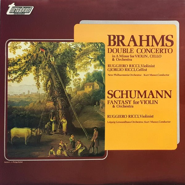 Johannes Brahms / Robert Schumann, Ruggiero Ricci, Giorgio Ricci (2), Kurt Masur, New Philharmonia Orchestra, Gewandhausorchester Leipzig - Double Concerto In A Minor For Violin, Cello & Orchestra/ Fantasy For Violin & Orchestra - laurelcanyonvinyl