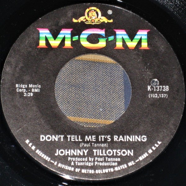Johnny Tillotson - Don't Tell Me It's Raining / Takin' It Easy - laurelcanyonvinyl