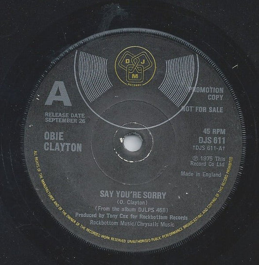 Obie Clayton - Say You're Sorry - laurelcanyonvinyl