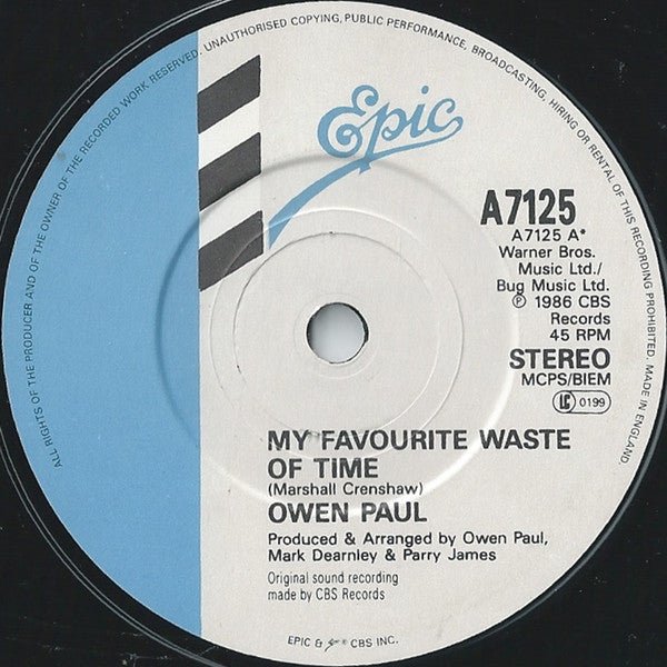Owen Paul - My Favourite Waste Of Time - laurelcanyonvinyl