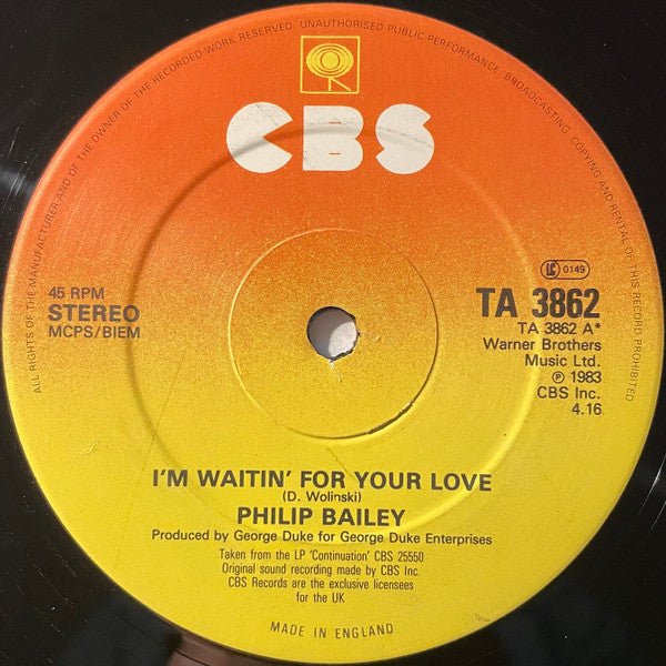 Philip Bailey - I'm Waitin' For Your Love - laurelcanyonvinyl