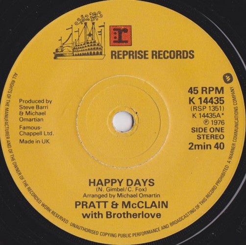 Pratt & McClain With Brotherlove - Happy Days - laurelcanyonvinyl
