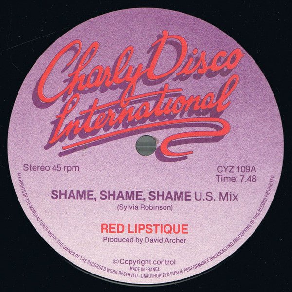 Red Lipstique - Shame, Shame, Shame - laurelcanyonvinyl