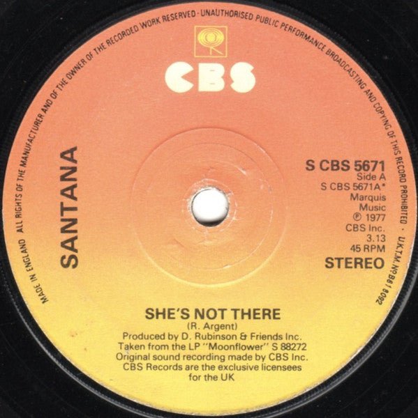 Santana - She's Not There - laurelcanyonvinyl
