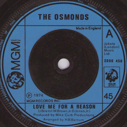 The Osmonds - Love Me For A Reason - laurelcanyonvinyl