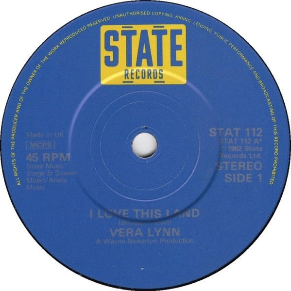 Vera Lynn / The Victory Group - I Love This Land / The Victory Theme - laurelcanyonvinyl