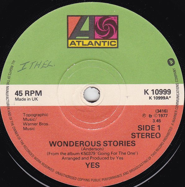 Yes - Wonderous Stories - laurelcanyonvinyl